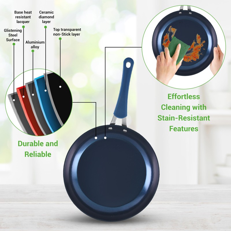 NutriChef 11-Piece Kitchen Cookware Set, Non-Stick Pots and Pans, Easy-to-Clean,