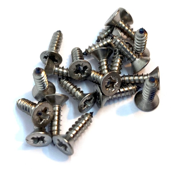 No.6 x 1/2" (3.5mm x 12mm) Pozi Countersunk Self-Tapping Screw DIN7982 - A4 (316) Stainless Steel (Pack of 20)