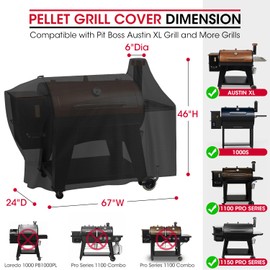 Unicook Pellet Grill Cover Compatible for Pit Boss Austin XL 1000 Series, Mahogany Series 1000, Sportsman 1000, All Weather Resistant Waterproof Outdoor BBQ Grill Cover