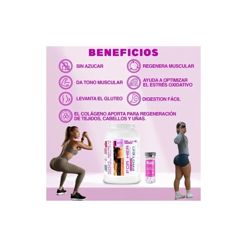 Proteína Whey Blu-e For Her 1kg Glúteo Peptona Rule 1