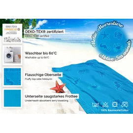 Zollner XXL 039 Beach Towel, 100 x 200 cm, Cotton, light blue, 100 x 200 cm