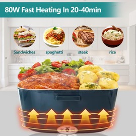 XSWPL 80W Electric Lunch Box, Heated Lunch Box,Electric Lunch Box for Adults 12/24/110V 1.5L Lonchera Eléctrica,Heated Lunchbox for Office and Car