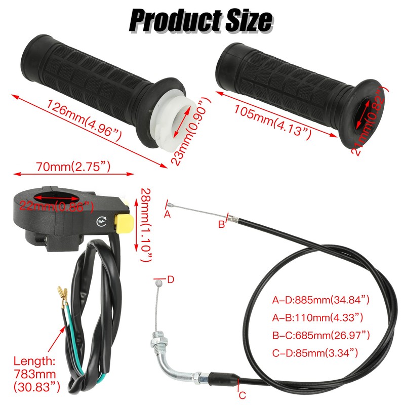 YOXUFA Throttle Cable Twist Throttle Handle Grip Assembly for 2