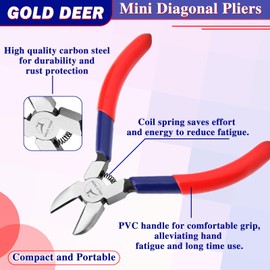 GOLD DEER Diagonal Cutting Pliers Mini Diagonal Pliers Wire Cutters Small Side Cutter Sharp Precision Nipper Mini Jewelry Pliers Hand Jewellery Making Tool for Making Crafts Repairing Electronic