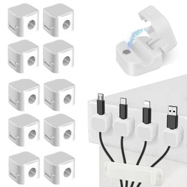 10 PCS Magnetic Cable Holder Charging Cable Magnetic Cable Organizer Storage Holder Magnetic Cable Organiser Magnetic Cable Clips for Charging Cable Home Office Car Wall,Use Practical Gift (White)
