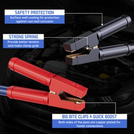 JYEARN Heavy Duty Jumper Cables, 0 Gauge 30 Feet 1000AMP, Automotive Booster Cables for 12V & 24V Cars, Jump Starter for Dead or Weak Batteries, Suitable for 8L Gas & 6L Diesel, Includes Carry Bag