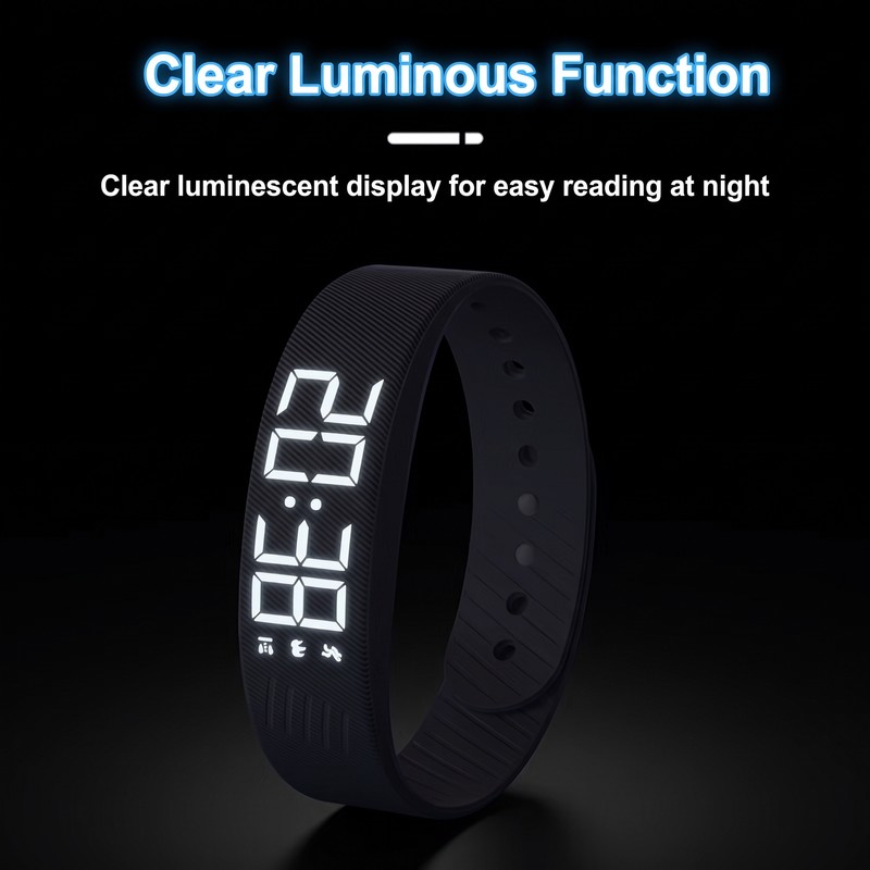 Smart LED Pedometer Bracelet with Vibration Alarm for Daily Activity