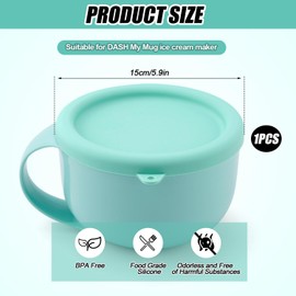 Silicone Lid for Dash My Mug Ice Cream Maker, 5.9in BPA-Free Ice Cream Maker Lid Replacement Reusable Bowl Covers Storage Lid Ice Cream Maker Accessories for Dash Ice Cream Maker Mug (Light Green)
