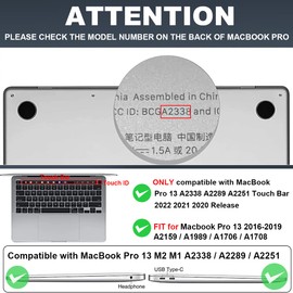 LCMOCICO for MacBook Pro Case 13 inch 2022 2021 2020-2016 A2338 M2/M1 A2251 A2289 A2159 A1989 A1706 with Touch ID, Plastic Hard Shell Keyboard Cover Screen Film Webcam Cover, Tin Foil Butterfly