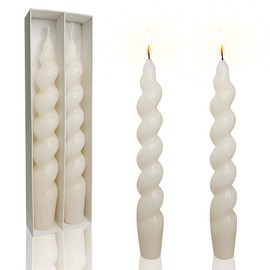 Spiral Taper Candle White Candlesticks,Gedengni 7 Inch Short Tapered Candles Cute Candle Sticks Small Twisted Candlestick for Dinner Holiday Wedding Valentines Party Gifts,2D-Beige