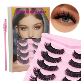 AKARA Wool Curl False Eyelashes Faux Mink Fluffy Eye Lashes Cat Eye Natural Look Wispy Lashes 3D Fox Eyelash Extension 7 Pairs Pack (3D-W01)