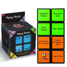 Handy Merit Creations Tipsy Twist 2x2 Cube Drinking Game – Adult Party Game with Dares, Challenges & Sips | Fun for 2+ Players, House Parties, College Nights, and Bachelorette Events