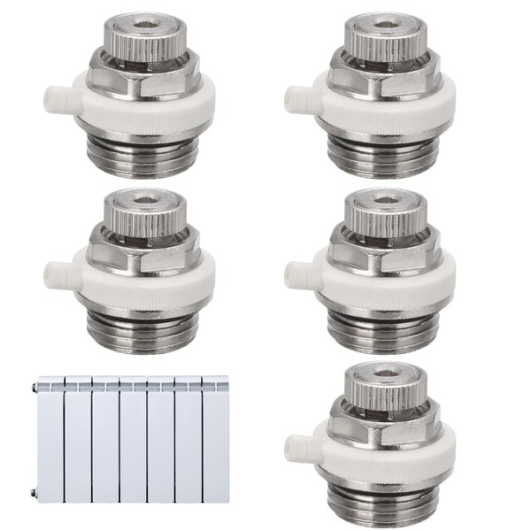Set of 5 Automatic Radiator Bleeders - 1/2 Inch Nickel-Plated