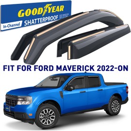 Goodyear Shatterproof in-Channel Window Deflectors for Ford Maverick 2022-2025, Rain Guards, Window Visors for Cars, Vent Deflector, Car Accessories, 4 pcs - GY007982