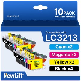 NewLift LC3213 LC3211 Compatible Brother LC3213 Printer Cartridges LC3211 Compatible with MFC-J497DW DCP-J572DW DCP-J772DW DCP-J774DW MFC-J491DW MFC-J890DW MFC-J895DW (Pack of 10)