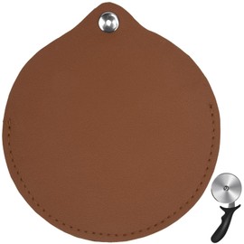 YeeBeny Pizza Wheel Cover, Pizza Steering Wheel Cover Is Suitable for Pizza Knife Protection, Small, Flexible and Easy to Install, Pizza Wheel Protective Cover Is Made of Brown Leather