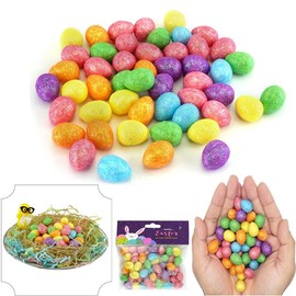 50PCS Mini Glitter Eggs for Easter, Glitter Easter Egg, Mini Eggs Foam Glittering Eggs Spring Party Favors Embellishments for Kids, Basket, Arts Easter Decorating Bonnets Craft Egg Hunt - 2cm