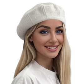 Lanzom Classic Knitted Berets for Women Stylish French Beret Hats for Women Girls Lady Beret Hat (US, Alpha, Small, X-Large, White)