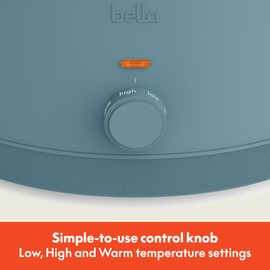 bella 6.0 Qt Manual Slow Cooker, Ceramic Nonstick Coating, 3 Temperature Settings, Dishwasher Safe Stoneware Pot and Tempered Glass Lid, Cool Touch Handles & Tangle Free Cord Wrap, Surf