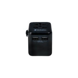 Verbatim Verbatim Universal Reiseadapter UTA?01, Steckdosenadapter mit 2 USB?A Anschl1ssen, Reisestecker f1r Laptop, Handy, Kamera und Co, weltweit einsetzbar, 100 - 250 V
