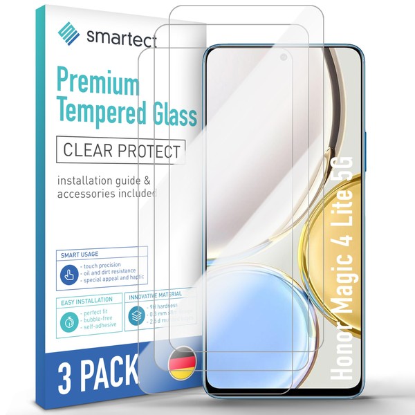 smartect Protective Glass [Pack of 3, Clear] Compatible with Honor