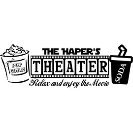 Theater (Popcorn, Soda) Vinyl Wall Decal - Large, Black