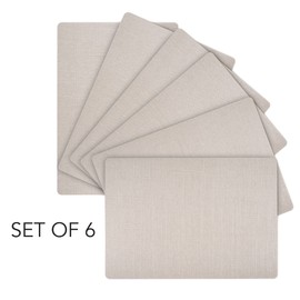 Andie Home Rectangle Placemats for Kitchen Table and Dining Room, 6-Piece Set, Heat-Resistant and Surface Washable Placemat, Oyster, Warm Light Gray, 17"x12"