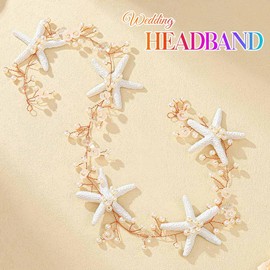Catery Starfish Hair Vine Pearl Wedding Headband Bridal Headpiece Accessories for Women (Rose Gold, One Size)