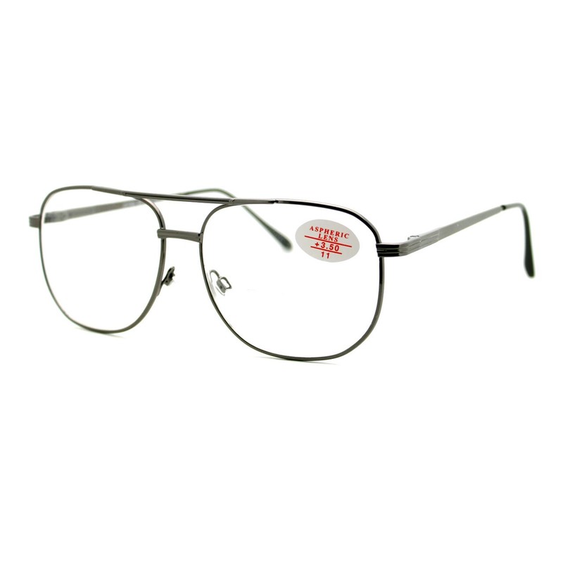 Clear Lens Glasses Bifocal Reading Lens Vintage Square SpringHinge Gunmetal+2.75