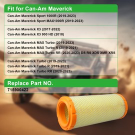 Dacall 2pcs Air Filter Set for Can-Am Maverick X3 (2017-2024), for Maverick Sport 1000R (2019-2024), for Commander MAX 1000R DS RS XDS XMR XRS, Replace 715900422