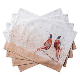 Maison d' Hermine Faisan D'Automne 100% Cotton Set of 4 Placemats for Dining Table Kitchen Wedding Everyday Use Dinner Parties Thanksgiving/Christmas (33cm x 48cm)