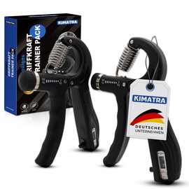 KIMATRA 2-Piece Grip Strength Trainer Pack from 5 kg to 60 kg - Hand Trainer Set for Fingers, Hands and Forearms - Finger Trainer with Integrated Counting Function (2-Piece Pack, Black)