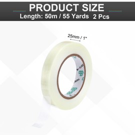 sourcing map Strapping Tape, 2 Roll 1 Inch x 55 Yards Reinforced Packing Tape Filament Tape Heavy Task Packing Transparent 5.9 Mil Striped for Package Transport Electric Equipment Packaging