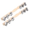 2Pcs Children Percussion Musical Toy Wooden Hand Bell Rattle Shaker
