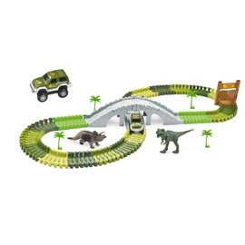 Amewi 100652 Magic Traxx Dino Park with Bridge Mini Set 108 Pieces Multi-Coloured