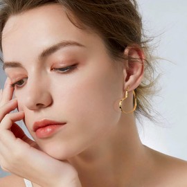 14K Gold Heart Earrings for Women 925 Sterling Silver Hypoallergenic Large Gold Heart Hoop Earrings for Jewelry Gifts（40mm）