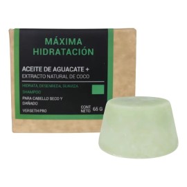 Shampoo Solido Aguacate Y Coco Máxima Hidratación Desenreda