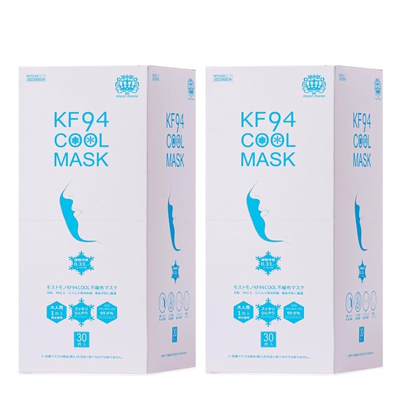 MOSTMONO KF94 Mask for Summer, Cooling Mask, KF94COOL Cool Mask, Contact Cooling Mask, Yellow Sand Compatible, Splash Protection, Non-woven Fabric 4-Layer Structure, Inspected in Japan, BFE.PFE.VFE