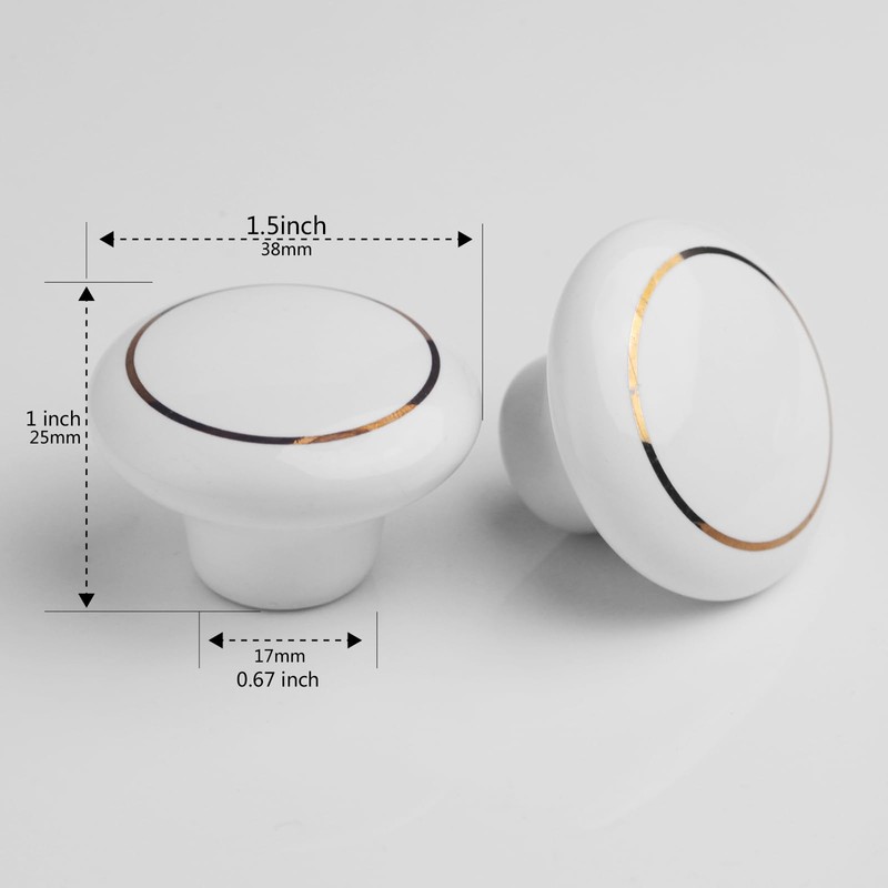 10PCS Kitchen White Cabinet Knobs and Pulls Round White Dresser