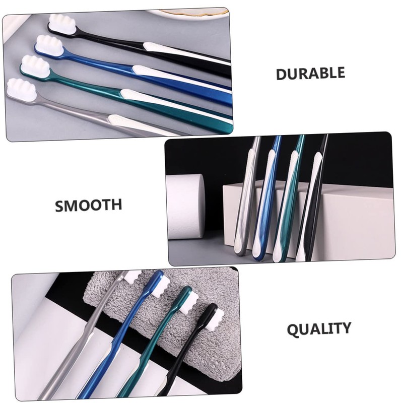 NOLITOY 4pcs Soft Bristle Toothbrushes for Adults Ergonomic Design Random