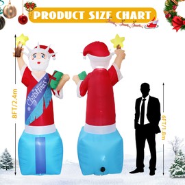 DearSun 8FT H Animated Christmas Inflatable Santa, Inflatable Statue of Liberty with Build-in LED Lights, Patriotic Blow up Christmas Inflatable Outdoor Decorations Large Party Yard Decoration