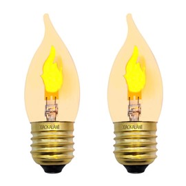 XIAOKALAMI LED Flame Effect Light Bulb E26 Flickering Candle Light Bulbs Crystal Clear Candle Bulb for E26 Edison Base (Clear, C35(2pack))
