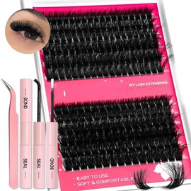 DIY Lash Clusters Kit Fluffy 80D 100D Individual Lashes D Curl Cluster Eyelash Extensions 10-18mm DIY Lash Extension Kit Lash Bond and Seal Waterproof, Lash Applicator, Thick False Eyelashes Kit:_80D-Kit(Fluffy)