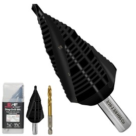 S&F STEAD & FAST Cobalt Step Drill Bit for Metal, Three Spiral Flute, 3/16"-1-3/8", 1 pc, Heavy Duty Unibit, 3/8" 3-Flat Shank, HSS M35 Steel Step Bit for Sheet Metal, Stainless Steel, Aluminum