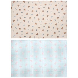 Perfect for School Desks, Set of 2, 15.7 inches (40 cm), 23.6 inches (60 cm), 100% Cotton, Made in Japan, Large, Kids, Girls, Boys (Bears (Beige) & Ribbon (Light Blue)