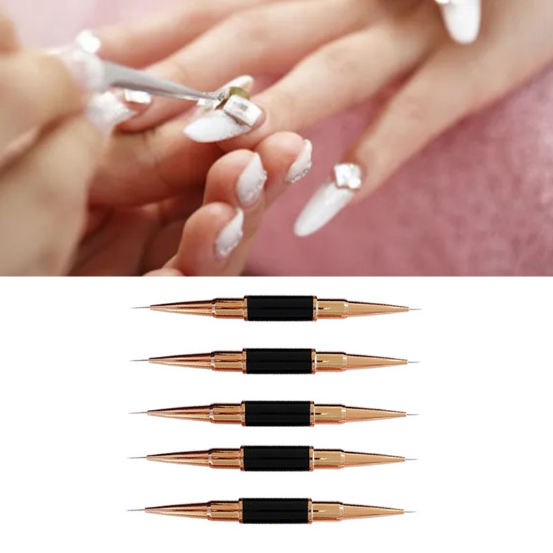 5Pcs Nail Art Brush Double Ended Nail Design Painting Brush