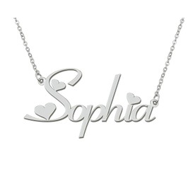 Aoloshow Stainless Steel Silver Sophia Name Necklace Love Heart Necklace for Best Friends Mothers Day Jewelry