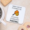 Thinking About Pickleball Wooden Drinks Coaster Mat Gift