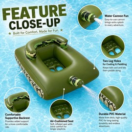 Inflatable Tank Pool Float with Water Cannon – Fun Ride-On Water Toy for Kids & Adults