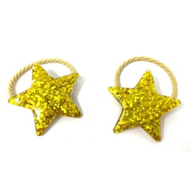 Gold Star Hair Ties Gold Glitter Hair Bands - Set of 2